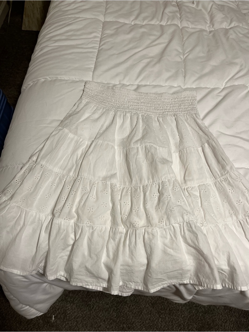 XHILARATION White Tiered Eyelet Midi Skirt